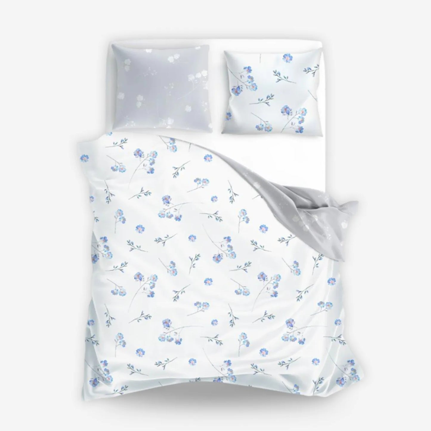 Ágyneműhuzat kék virágokkal 140x200 cm