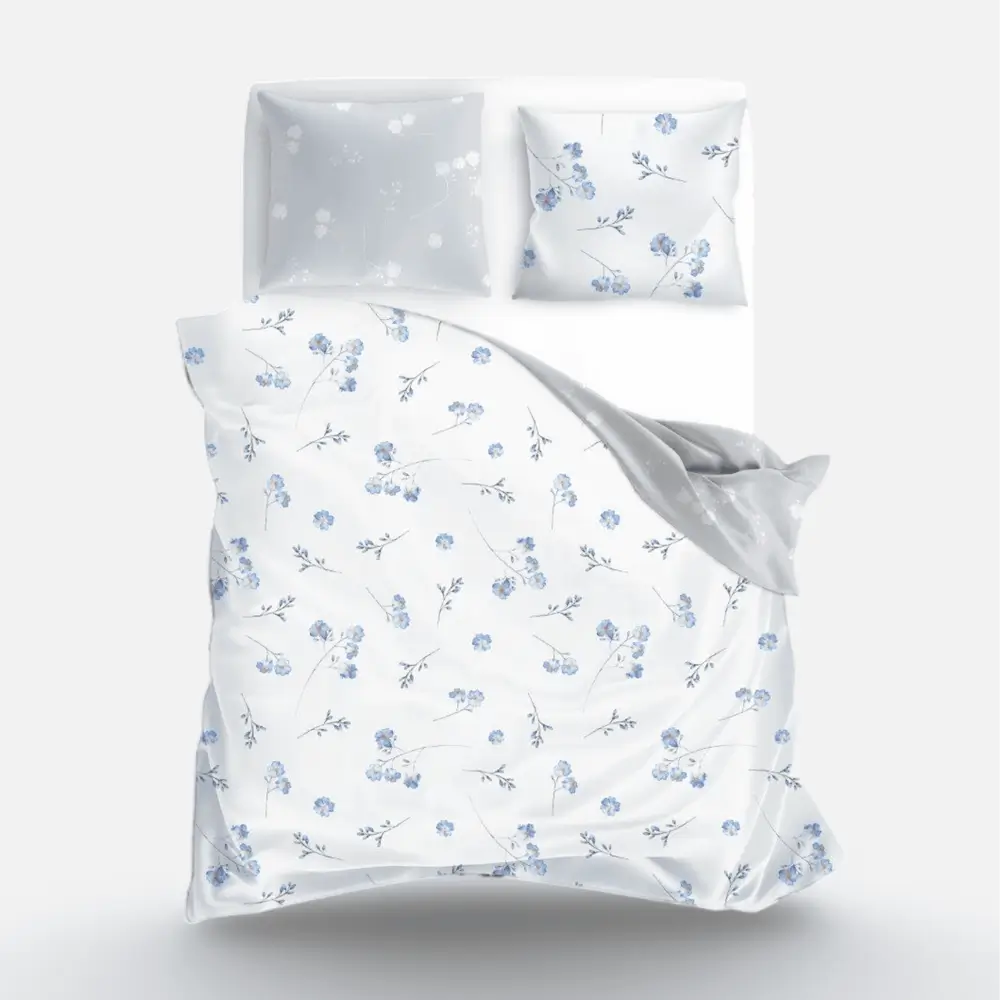 Virágos pamut ágynemű garnitúra 90x200 cm