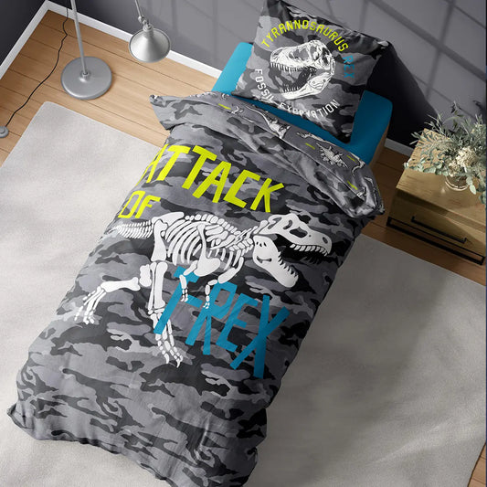 Világító ágynemű dínós mintával világosban