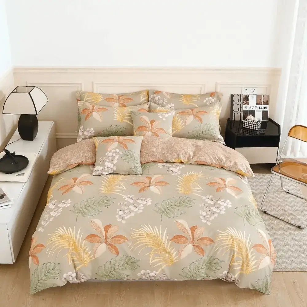 Halványzöld alapon virágmintás ágyneműhuzat