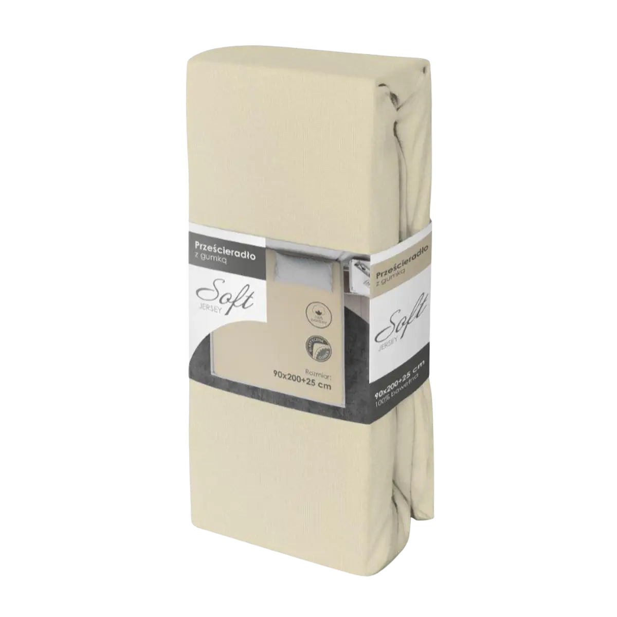 Pamut jersey gumis lepedő bézs színben