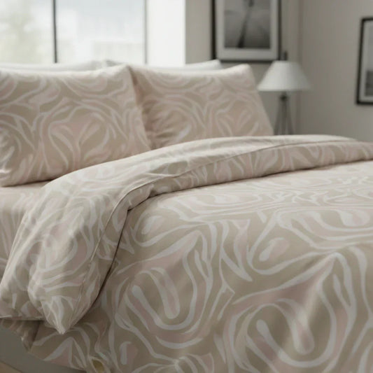 Pamut ágyneműhuzat modern mintával közelről