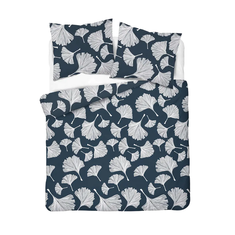 Kék virágos ágynemű gingko biloba mintával