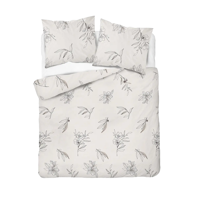 Krémszínű pamut ágynemű liliom mintával