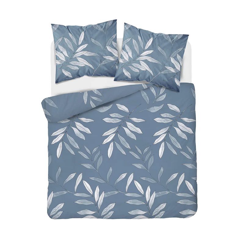 Kék ágyneműhuzat 200x220 cm leveles mintával