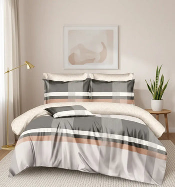 6 részes ágyneműhuzat barna geometriai mintával 200x220 cm