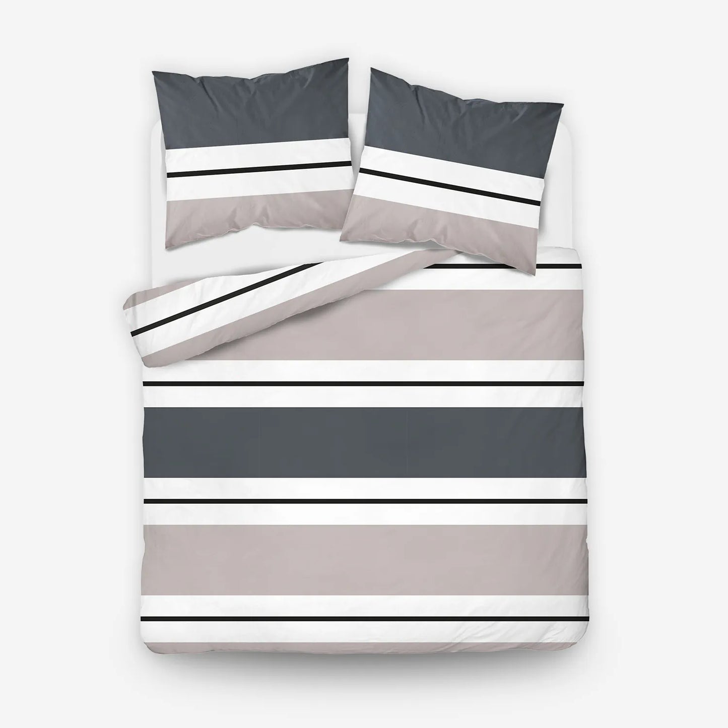 Ágyneműhuzat garnitúra bézs csíkos mintával 140x200 cm