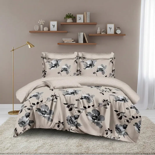 7 részes ágyneműhuzat bézs virágos mintával 140x200 cm