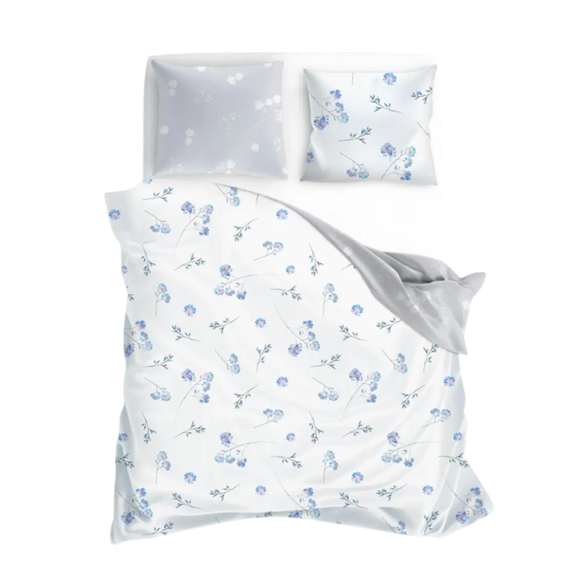 Ágyneműhuzat kék virágokkal 140x200 cm