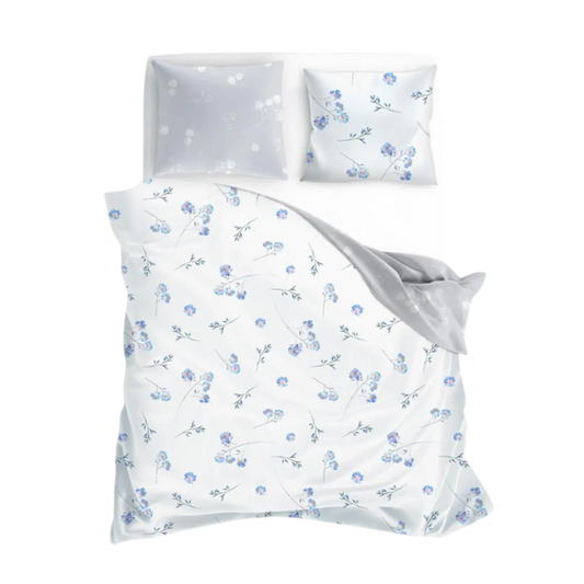 Ágyneműhuzat kék virágokkal 140x200 cm