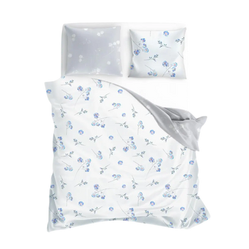 Ágyneműhuzat kék virágokkal 140x200 cm