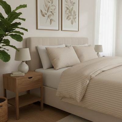 Bézs szatén damaszt ágyneműhuzat