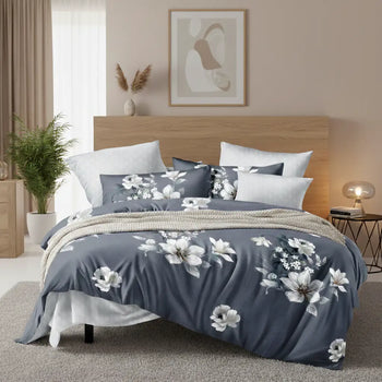 7 részes ágyneműhuzat szürke virágos mintával 140x200 cm