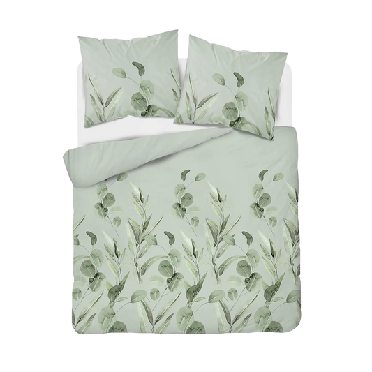 Pamut ágyneműhuzat zöld leveles mintával 200x220 cm