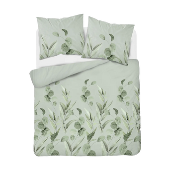 Pamut ágyneműhuzat zöld leveles mintával 200x220 cm