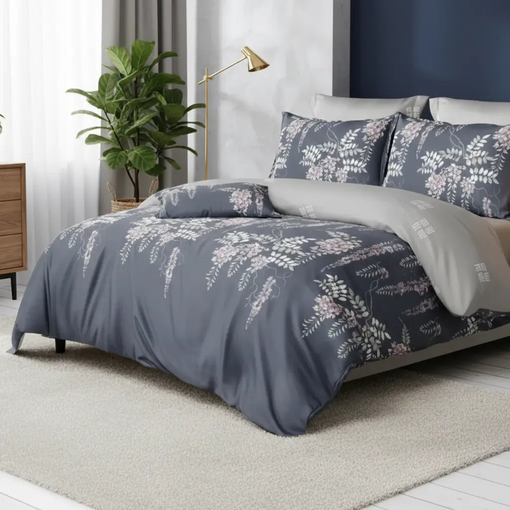 7 részes ágyneműhuzat sötét virágos mintával 140x200 cm