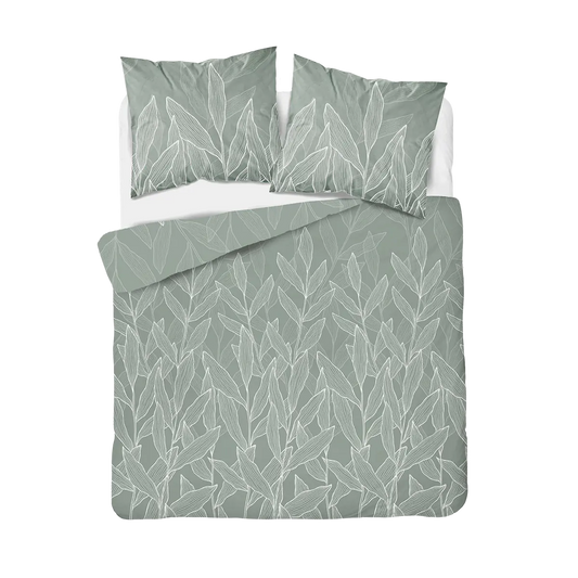 Ágyneműhuzat 200x220 cm zöld leveles mintával