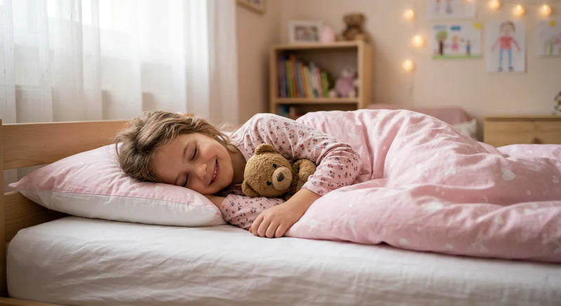 Tini lány vidáman alszik