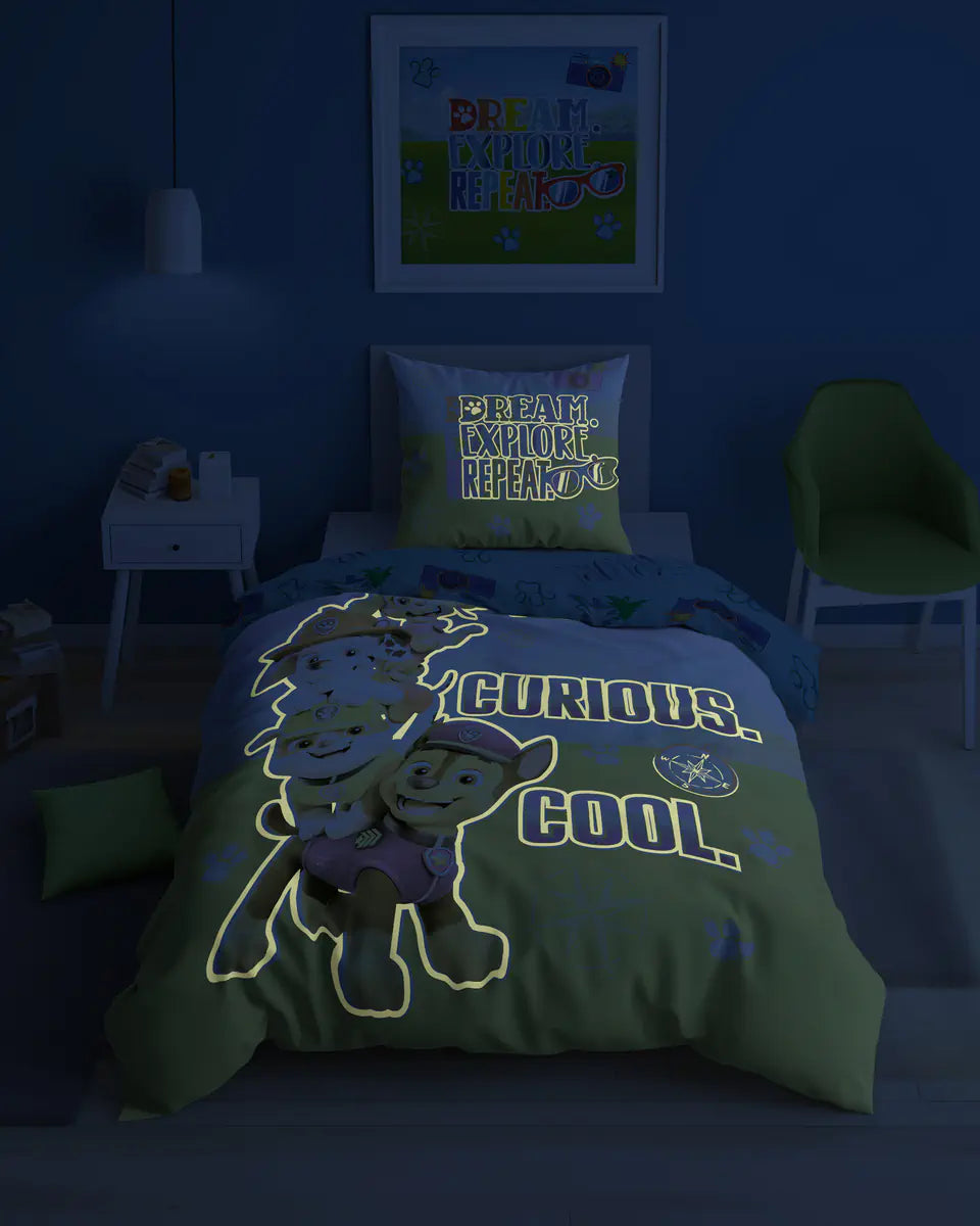 Világító ágynemű szett Mancs őrjárat mintával sötétben