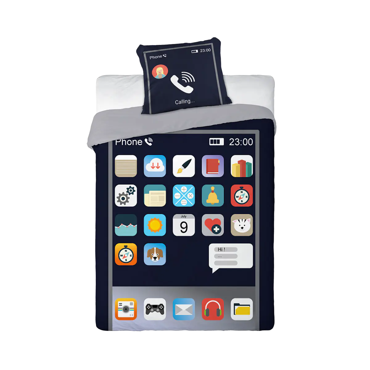 Világító ágynemű mobiltelefonos mintával 140x200 cm