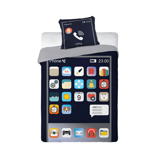 Világító ágynemű mobiltelefonos mintával 140x200 cm