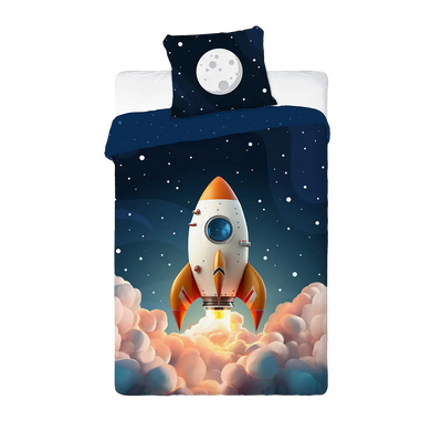 Világító ágynemű rakétás mintával 140x200 cm
