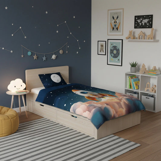 Rakétás világító ágynemű gyerekszobában