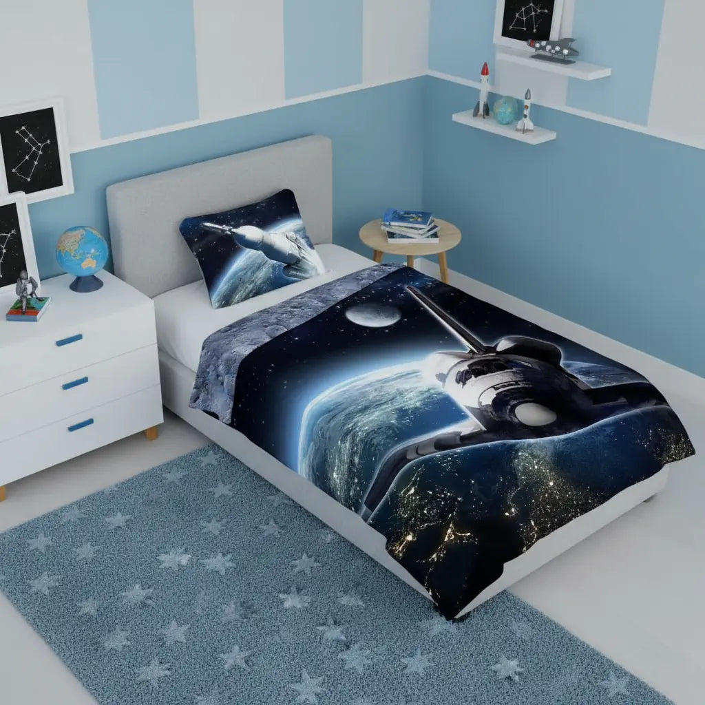 Űhajós gyerek ágynemű kék színű fiús szobában
