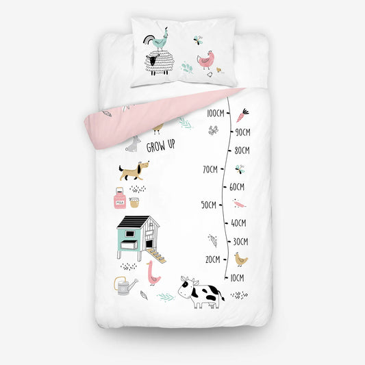 Ovis ágyneműhuzat hátoldala rózsaszín farmos mintával