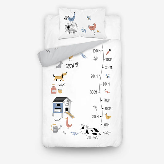 Ovis ágyneműhuzat hátoldala farmos mintával szürke színben