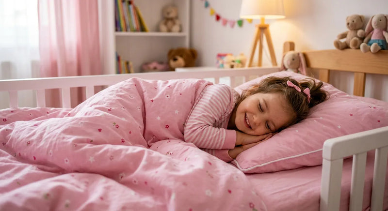 Kislány vidáman alszik