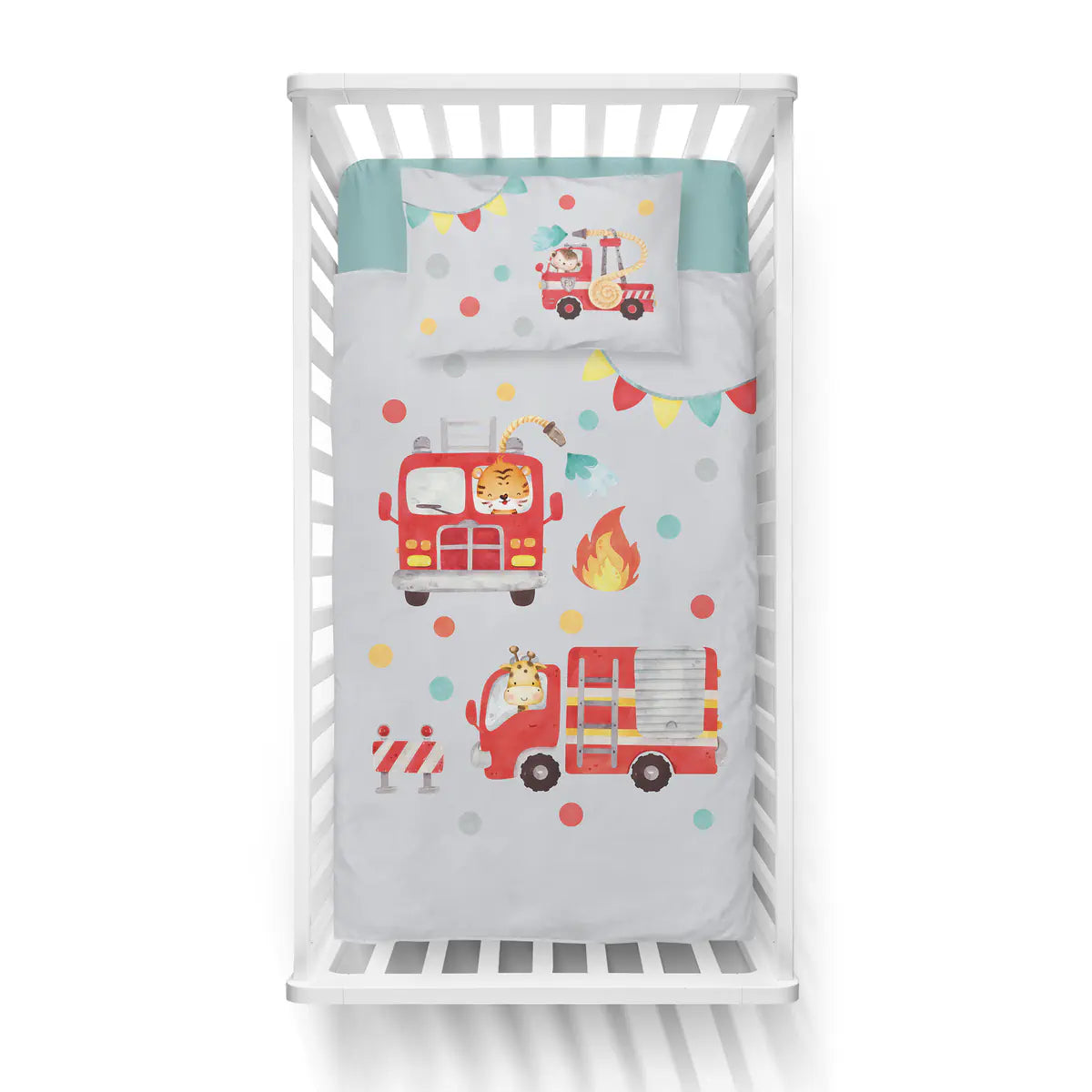 Ovis ágynemű szett tűzoltós mintával gyermek ágyon