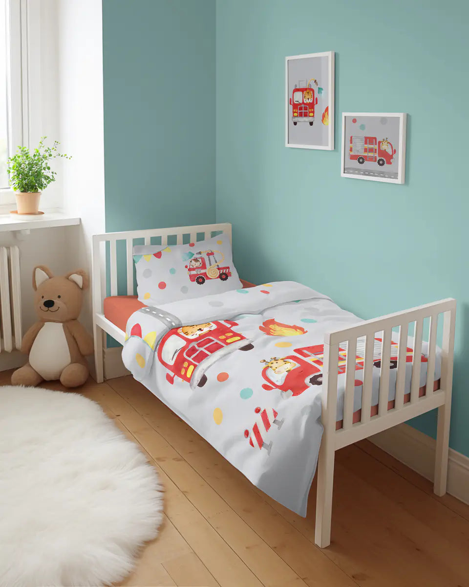 Ovis ágyneműhuzat tűzoltó mintával gyerekszobai környezetben