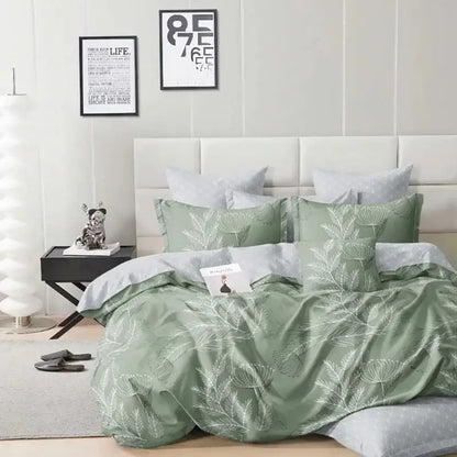 Zöld, fehér és szürke színű ágyneműhuzat garnitúra