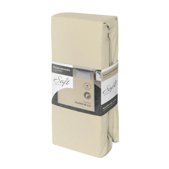 Pamut jersey gumis lepedő bézs színben